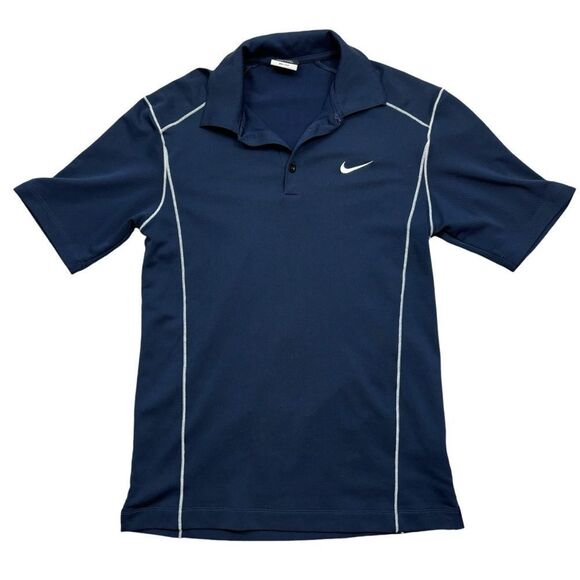 Men’s Nike Golf Dri-Fit Navy Blue Polo Shirt Short Sleeves Size Medium - Picture 1 of 8